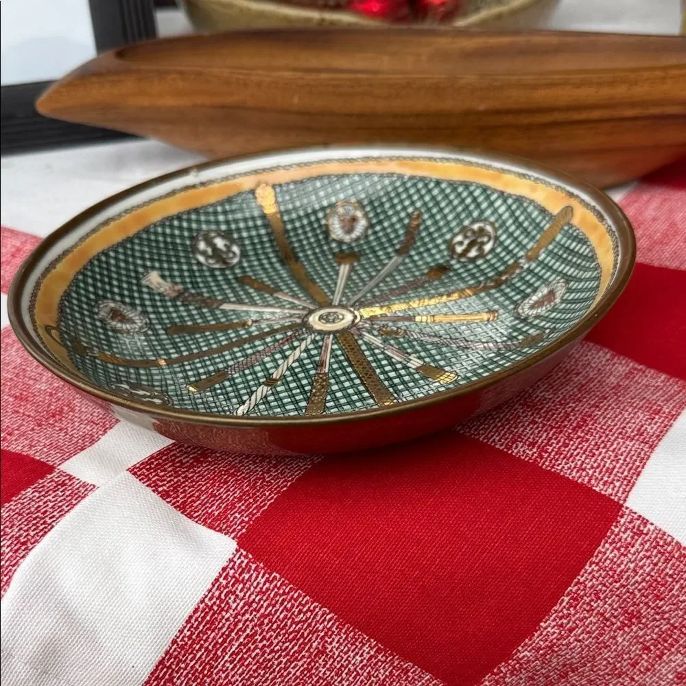 Artisan Green and Gold Patterned Bowl